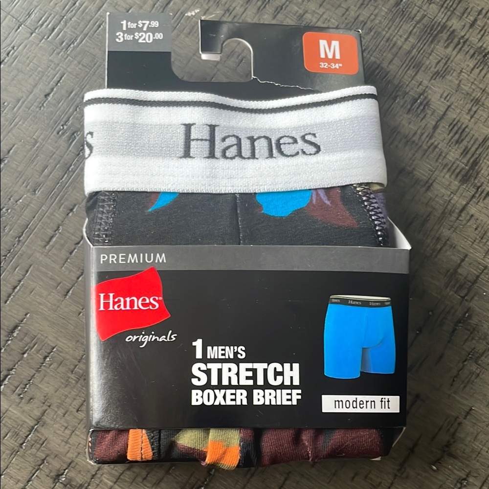 🆕Hanes Boxer Briefs Black and Blue Comfort Stretch
